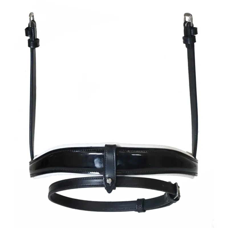 Henry James Patent Dressage Crank Noseband With White Padding - Black